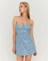Denim Sequined Mini Dress