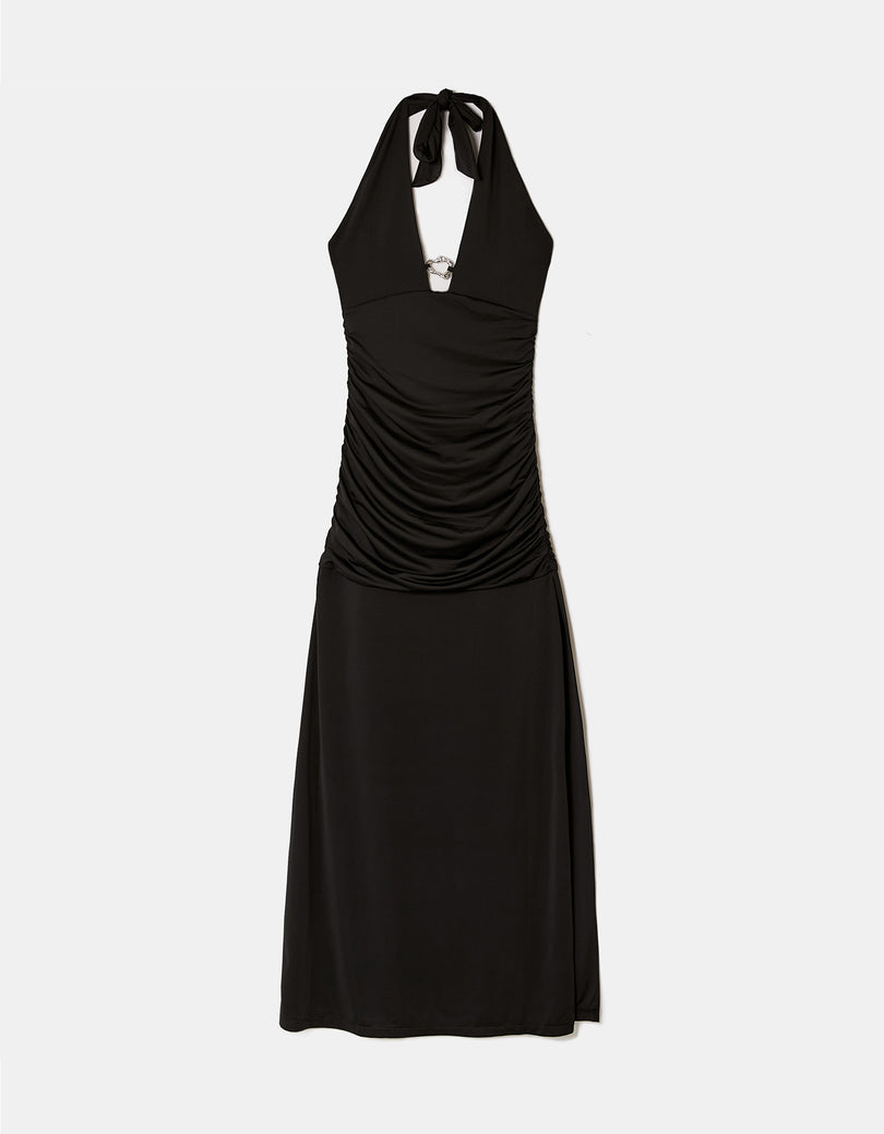 Long Dress with Slit | Black