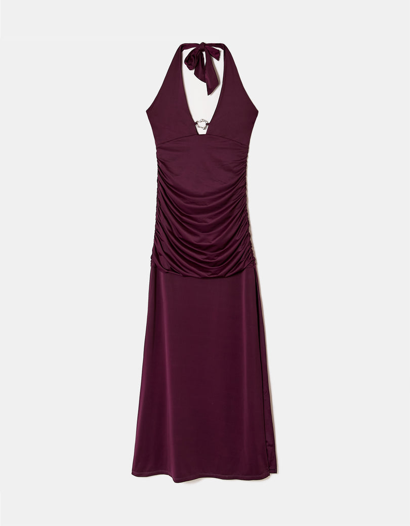 Long Dress with Slit | Bordeau