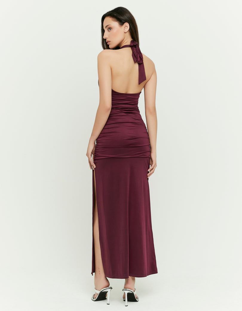 Long Dress with Slit | Bordeau