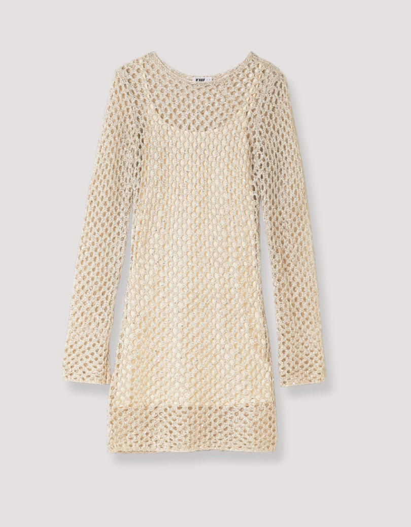 Crochet Midi Dress | Beige