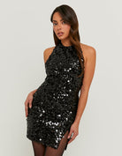 Mini Dress in Sequin | Black