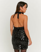 Mini Dress in Sequin | Black