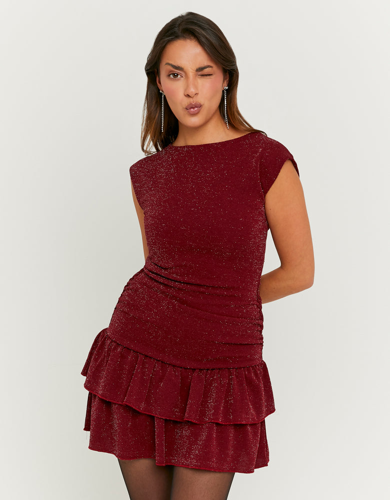 Dress with Ruffles | Bordeau