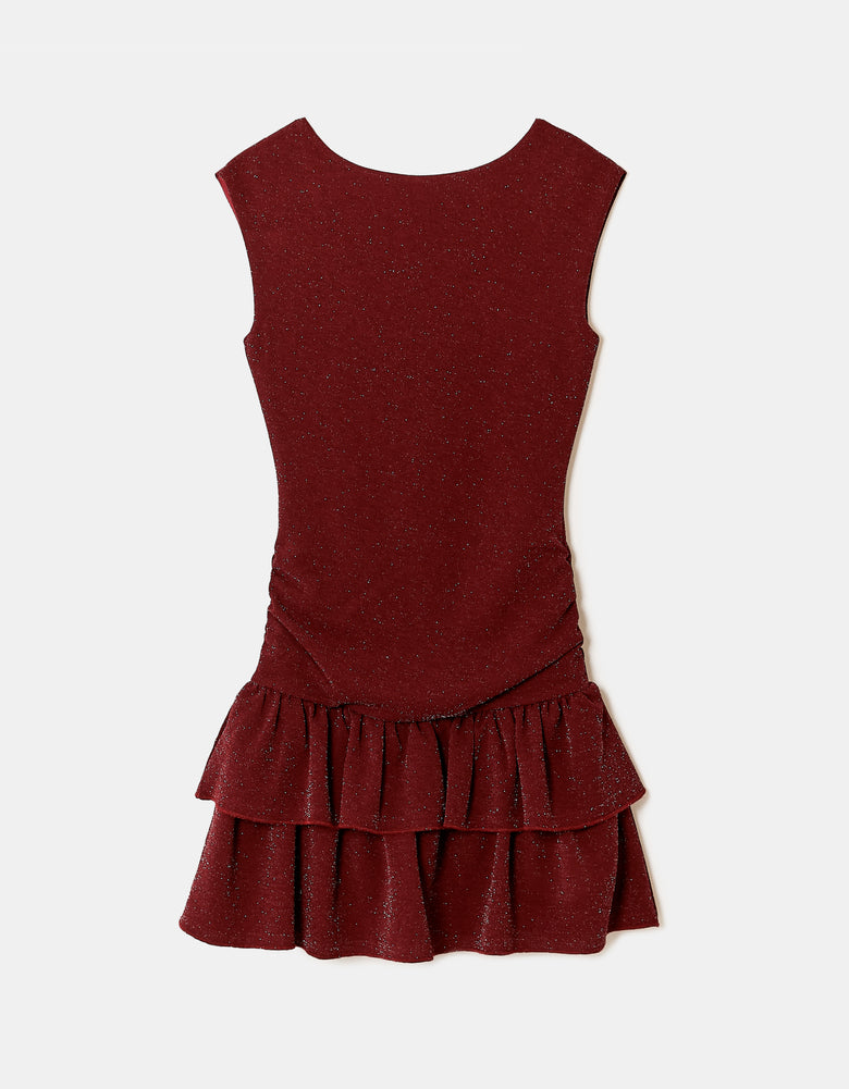 Dress with Ruffles | Bordeau