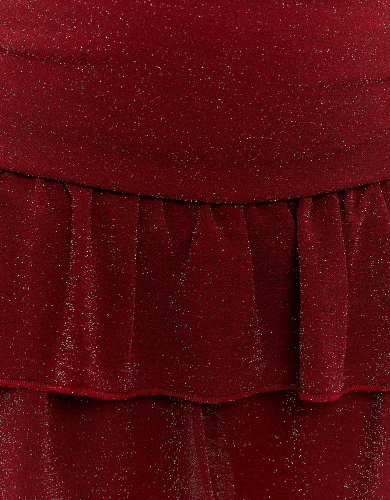 Dress with Ruffles | Bordeau