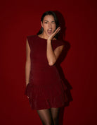 Dress with Ruffles | Bordeau