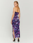 Printed Mesh Long Dress | Floral
