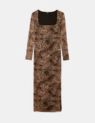 Leo Print Long Dress with Side Slit | Leo Print
