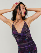 Printed Mesh with Strass dress | Purple
