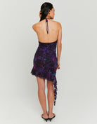 Printed Mesh with Strass dress | Purple