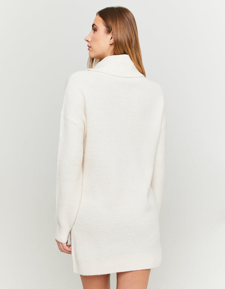 Dress with Loose Turtle Neck | Cream