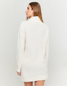 Dress with Loose Turtle Neck | Cream