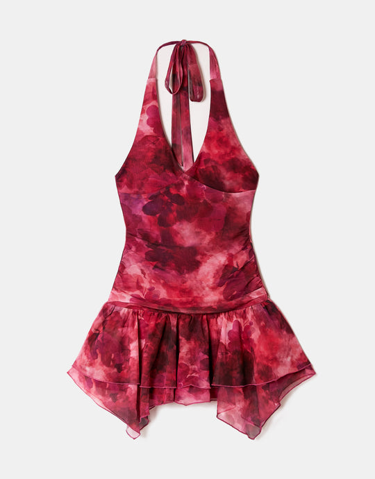 Backless Short Dress | Floral Print