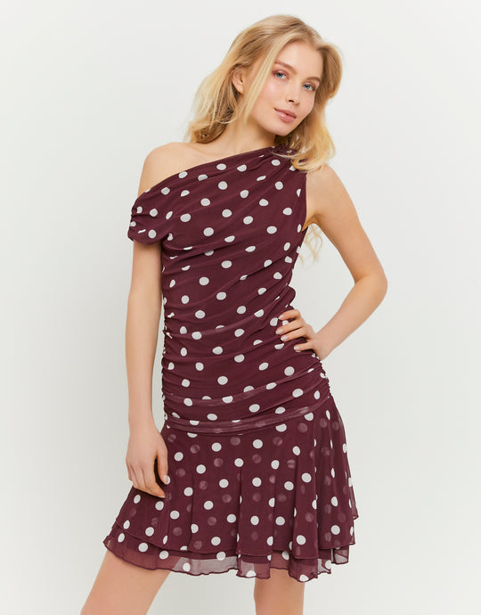 Short Dress | Off White-Bordeau