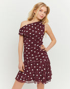 Short Dress | Off White-Bordeau