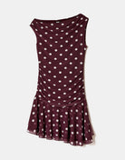 Short Dress | Off White-Bordeau