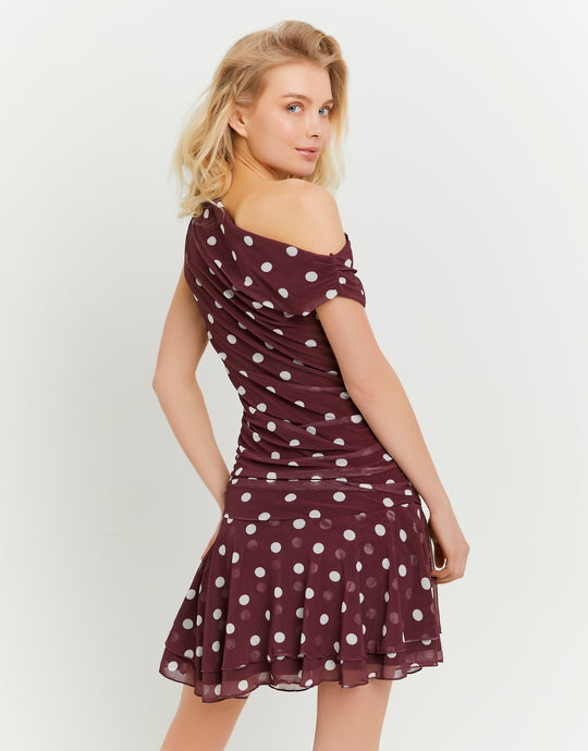 Short Dress | Off White-Bordeau