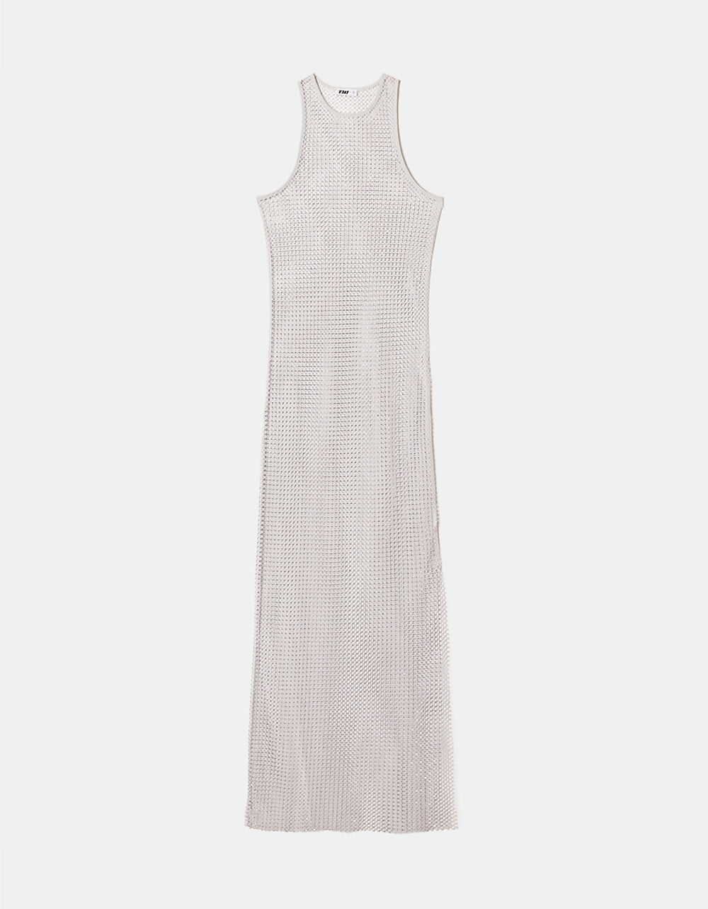 Maxi Net Dress with Strass | Silver