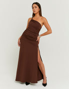 Brown Draped Dress | Brown