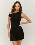 Asymmetric Short Dress | Red