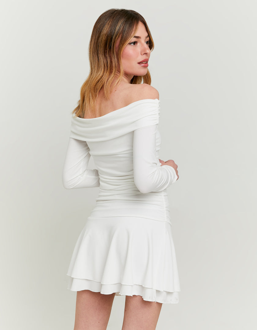 Off Shoulder Mini Dress | Off White