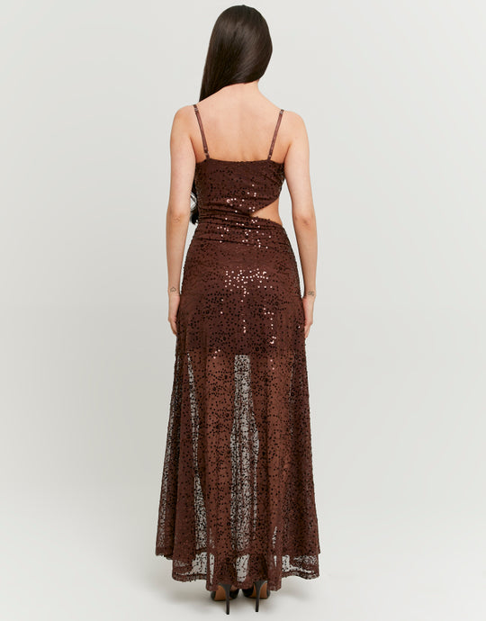 Sequined Maxi Dress | Brown