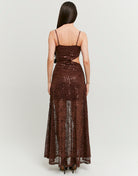 Sequined Maxi Dress | Brown
