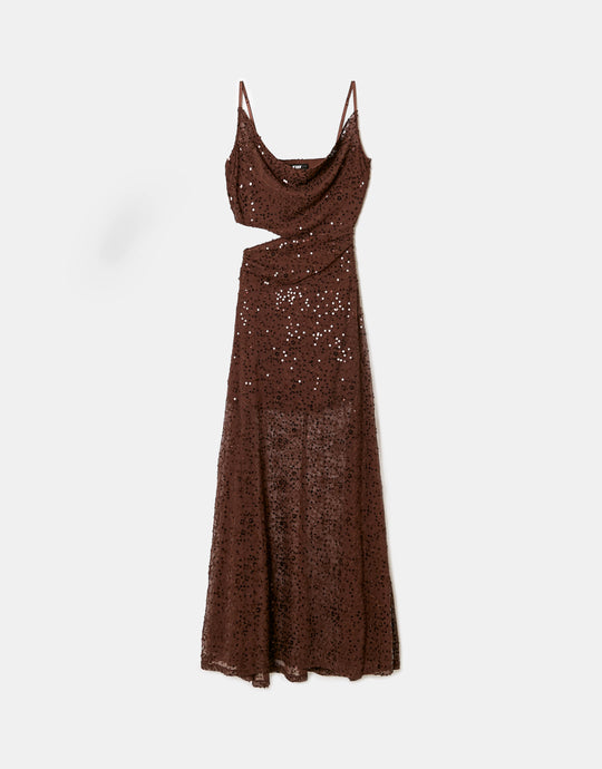 Sequined Maxi Dress | Brown