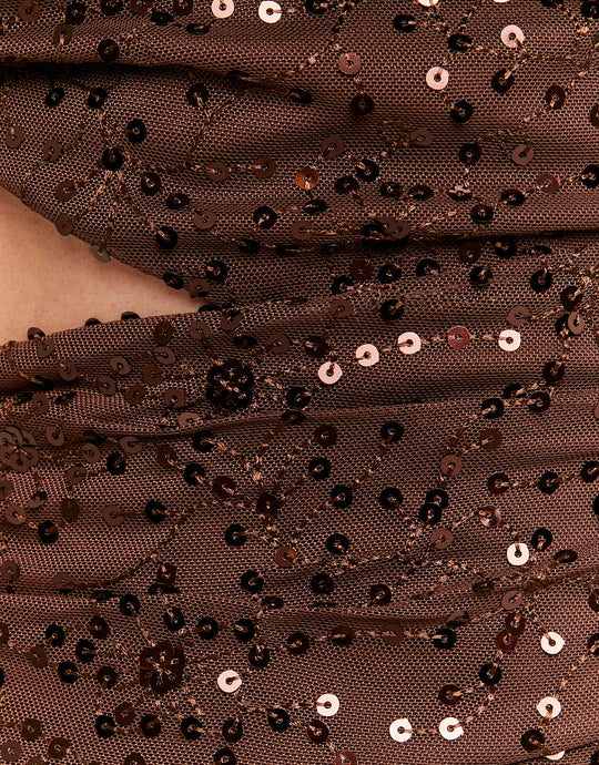 Sequined Maxi Dress | Brown