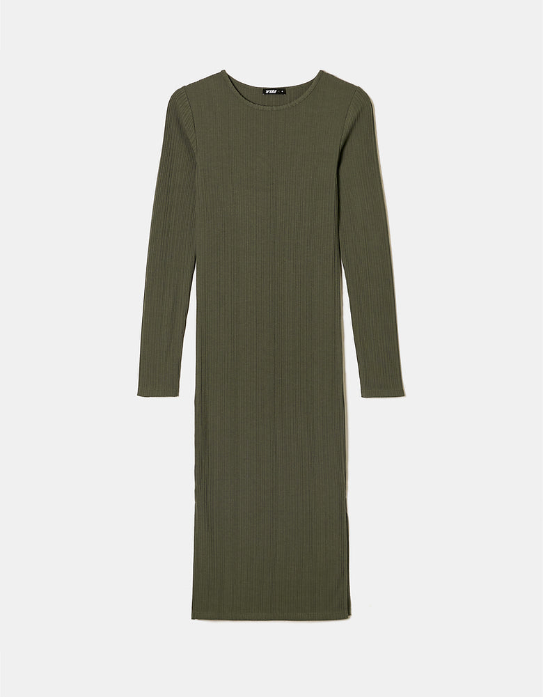 Fitted Midi Dress | kaki