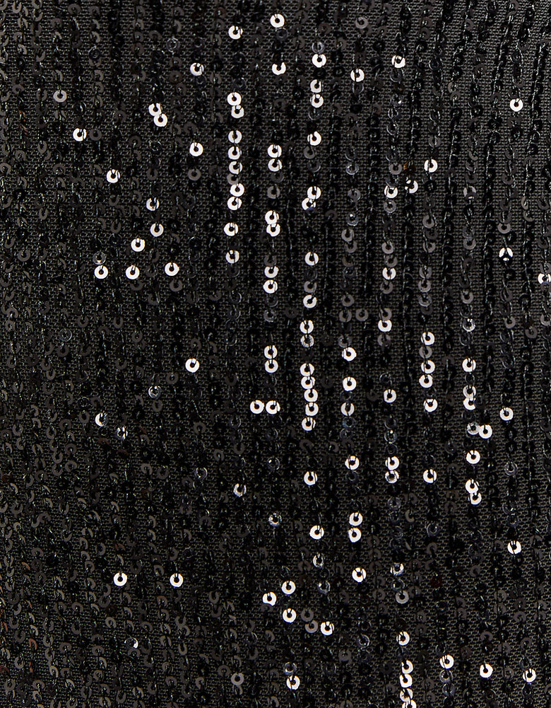 Sequins Midi Dress with Slit | Black Sequins