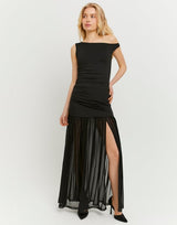Maxi Dress with Side Slit | Black