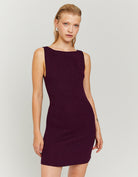 Knitted Backless Mini Dress with Strass | Purple