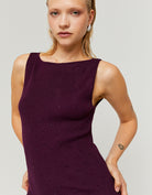 Knitted Backless Mini Dress with Strass | Purple
