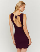 Knitted Backless Mini Dress with Strass | Purple