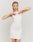 Knitted Backless Mini Dress with Strass | Off White