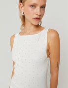 Knitted Backless Mini Dress with Strass | Off White