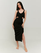Knitted Dress with Lace Up | Black