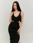 Knitted Dress with Lace Up | Black