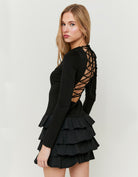 Mini Dress with Ruffles | Black