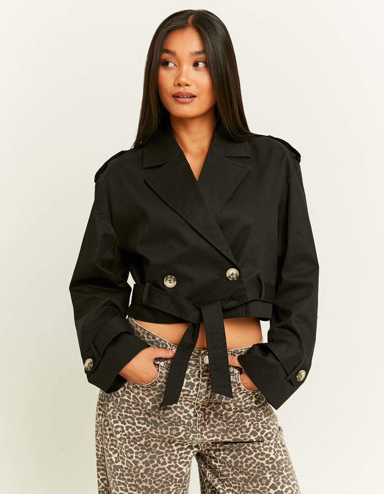 Cropped Trench | Black