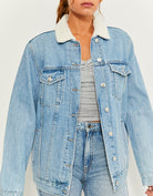Denim Jacket with Faux Fur Collar | Blue Wash