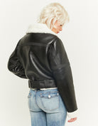 Faux Leather Fancy Aviator Jacket | Black-Off White