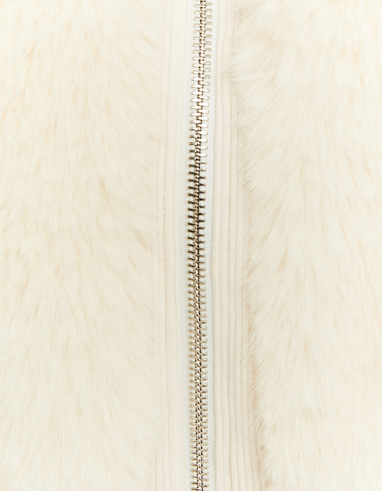Fake Fur Jacket with Zip | Off White