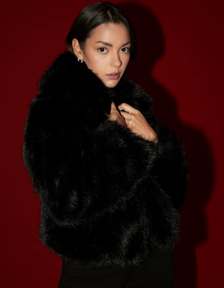 Faux Fur Jacket | Black