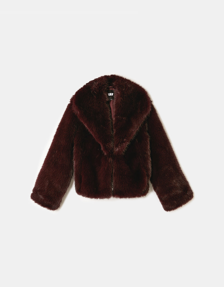 Faux Fur Jacket | Bordeau