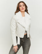 Biker Jacket with Faux Fur | Off White