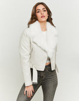 Biker Jacket with Faux Fur | Off White