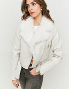 Biker Jacket with Faux Fur | Off White